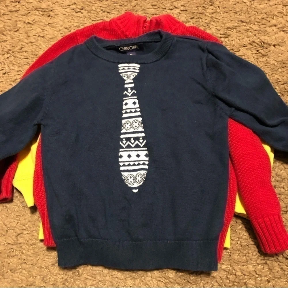 3T Sweatshirt Sweater Shirt Bundle Boys Carter’s Yellow Red Tie Print Blue Plaid